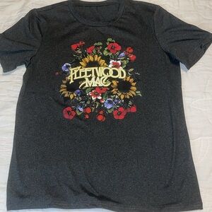 Dark Gray Medium Fleetwood Mac Short Sleeve Tee with Floral Design